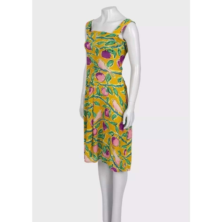 Dolce & Gabbana NWOT Dolce & Gabbana Yellow Silk Printed Dress - Size S Pre-owned Yellow Silk Never worn - Back View