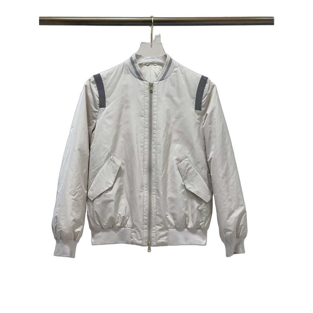 Brunello Cucinelli Brunello Cucinelli Quilted Silk Blend Bomber Jacket Sz.40 pre-owned Beige Silk Good condition - Front View
