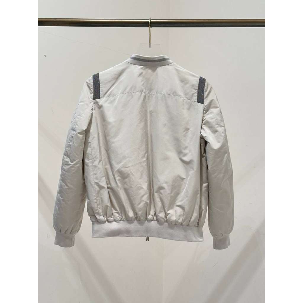 Brunello Cucinelli Brunello Cucinelli Quilted Silk Blend Bomber Jacket Sz.40 pre-owned Beige Silk Good condition - Back View