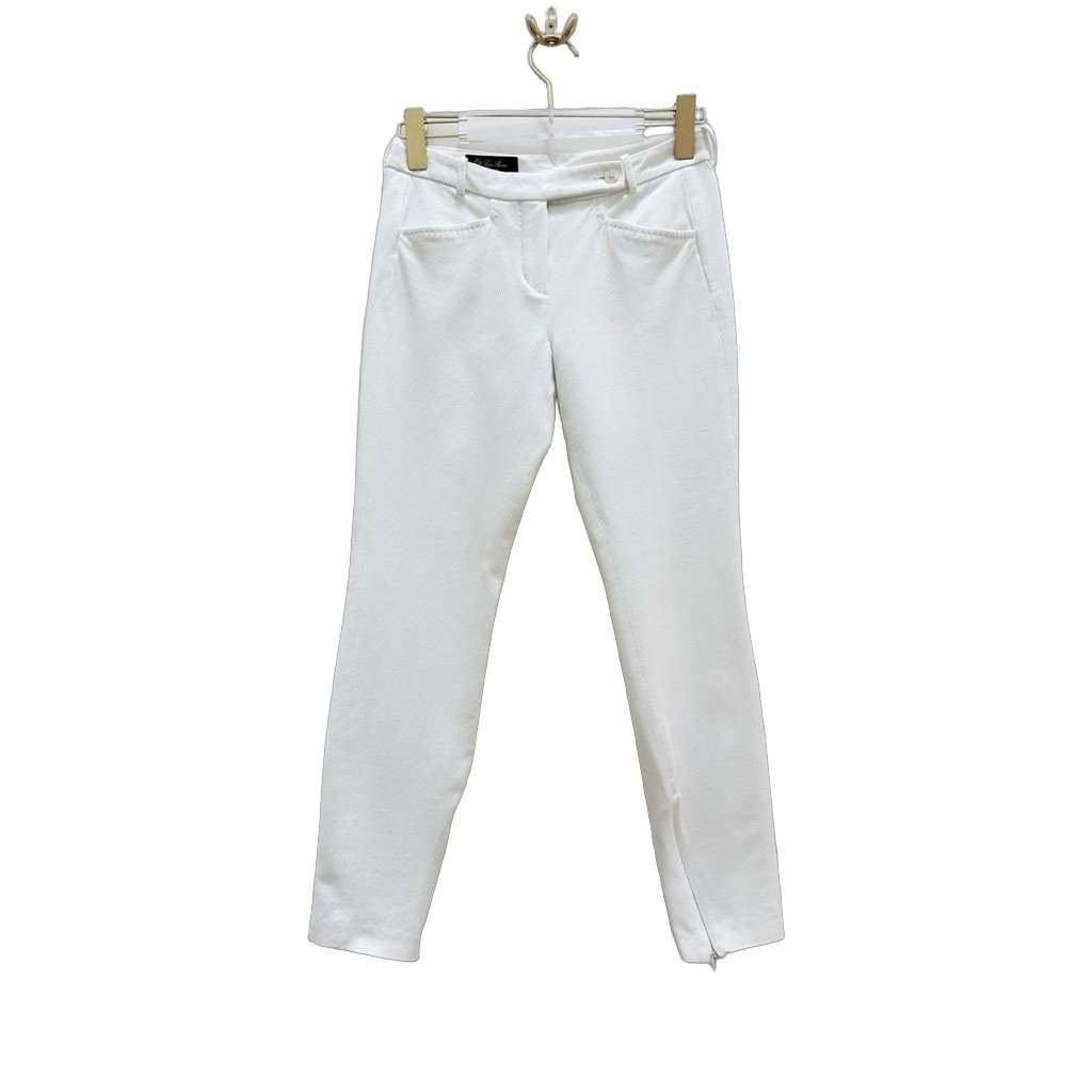 Loro Piana Loro Piana White Cotton Elastane Tailored Straight-Leg Pants Sz.38 pre-owned White Cotton Good condition - Front View