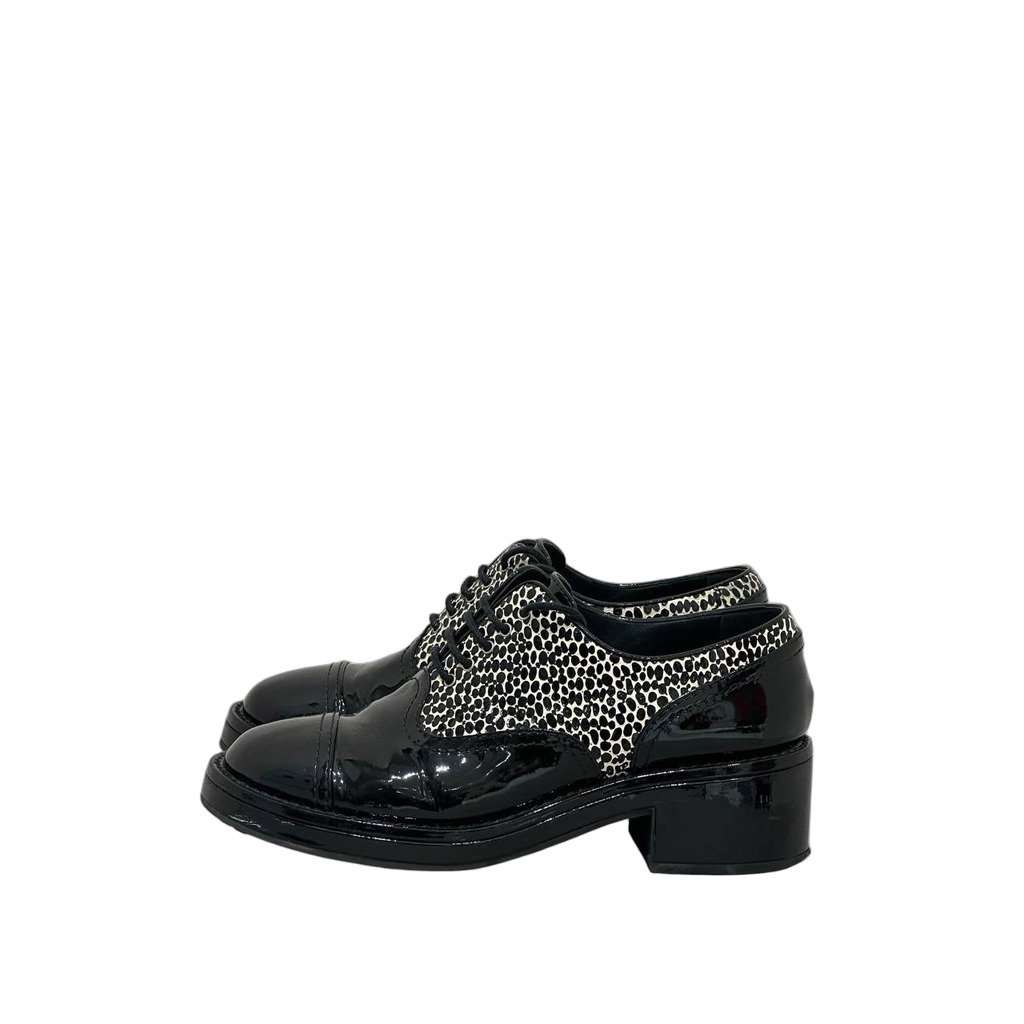 Chanel Chanel Leopard Print Patent Leather Heeled Derby  EU 38 Pre-owned Other Leather Good condition - Front View