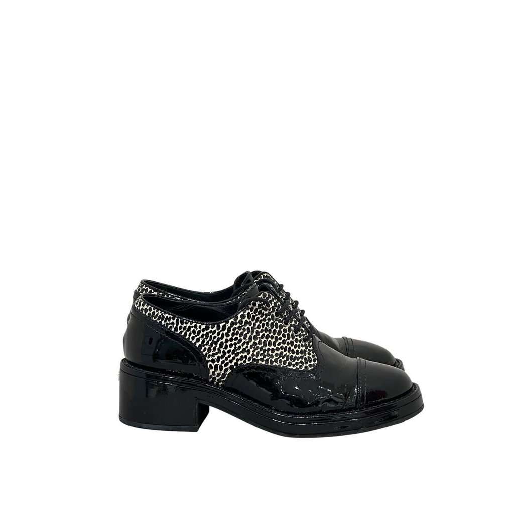 Chanel Chanel Leopard Print Patent Leather Heeled Derby  EU 38 Pre-owned Other Leather Good condition - Back View