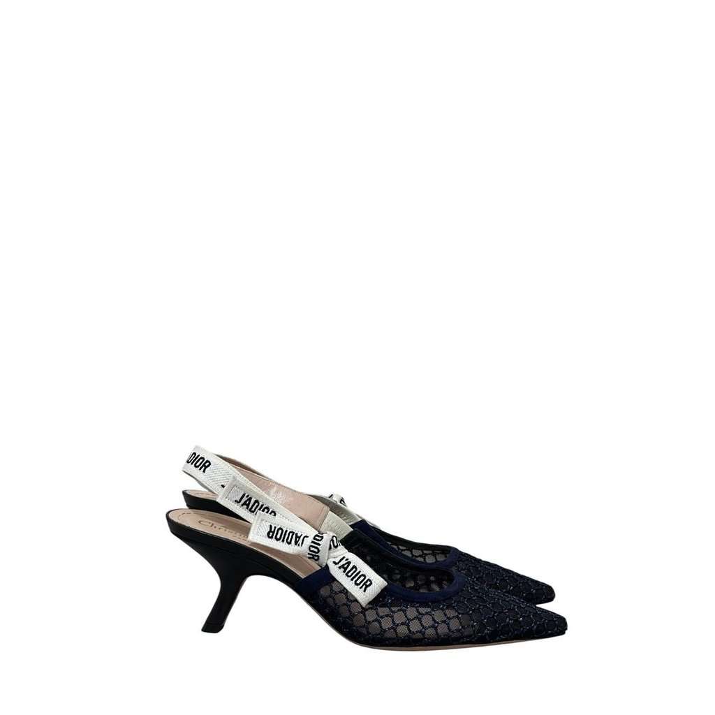 Christian Dior Christian Dior J'Adior  Black & Beige Mesh Slingback Pumps Sz.38 Pre-owned Black Leather Good condition - Back View