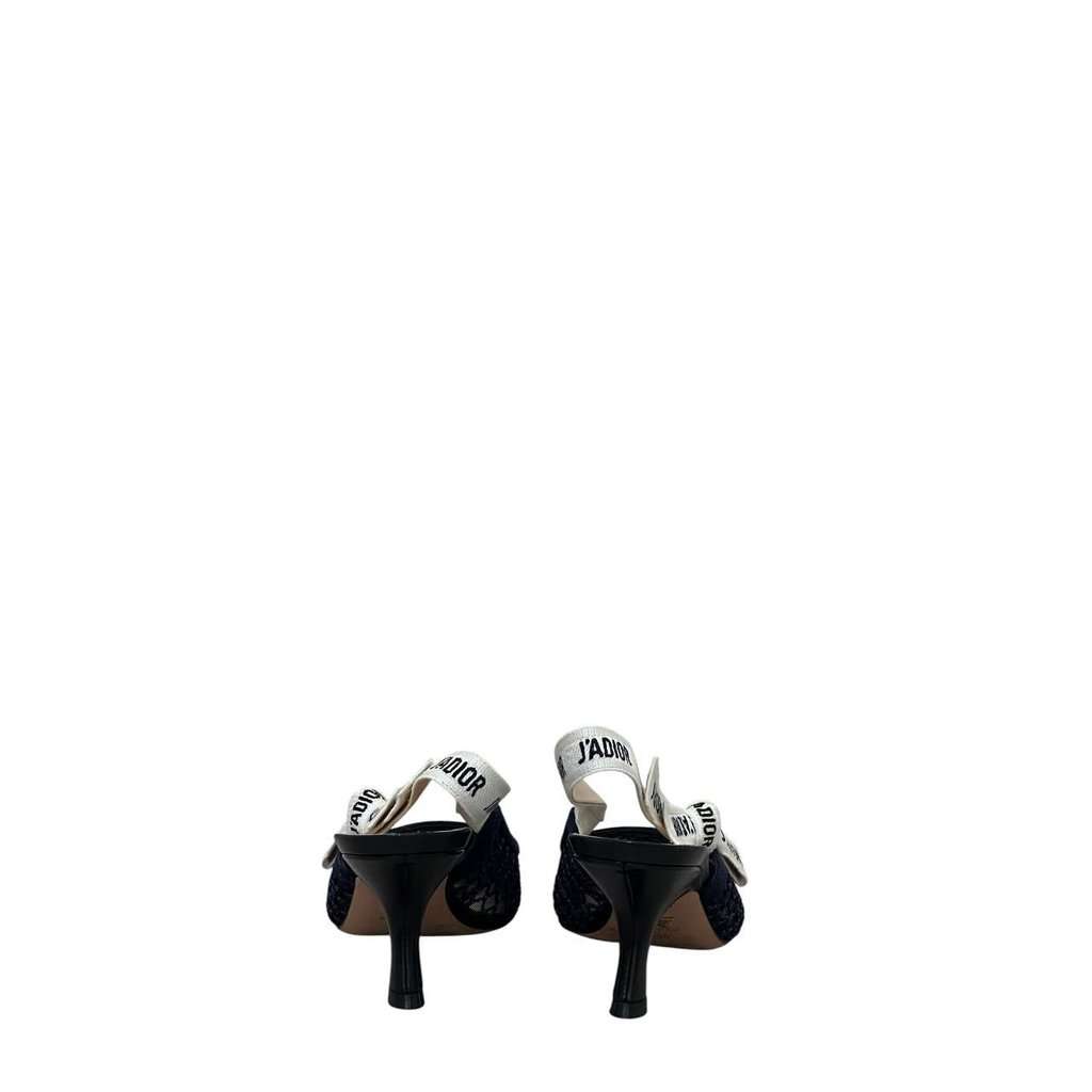 Christian Dior Christian Dior J'Adior  Black & Beige Mesh Slingback Pumps Sz.38 Pre-owned Black Leather Good condition - Model View