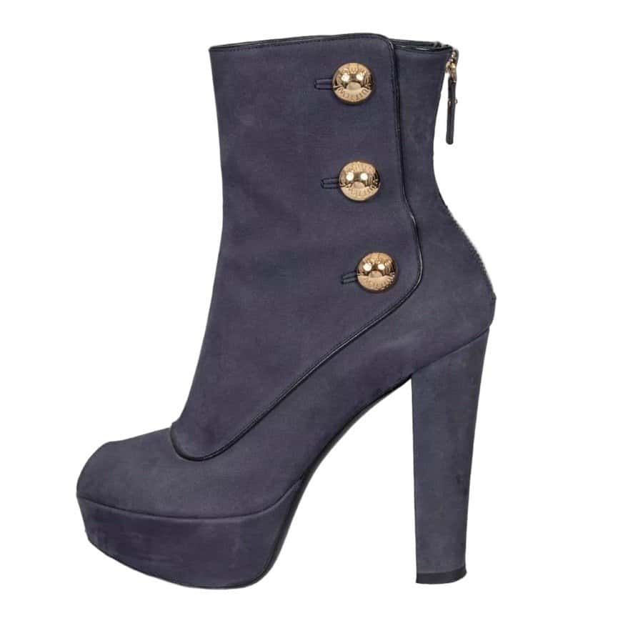 Louis Vuitton Louis Vuitton Grey Suede Open-Toe Booties EU 38 pre-owned Grey Suede Good condition - Front View