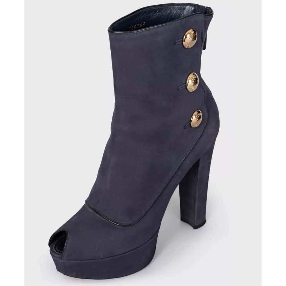 Louis Vuitton Louis Vuitton Grey Suede Open-Toe Booties EU 38 pre-owned Grey Suede Good condition - Inside View