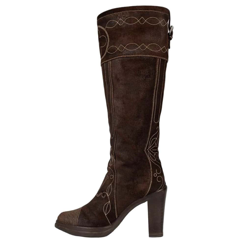 Louis Vuitton Louis Vuitton Suede Boots with Contrast Stitching – Size 38 pre-owned Brown Suede Good condition - Front View