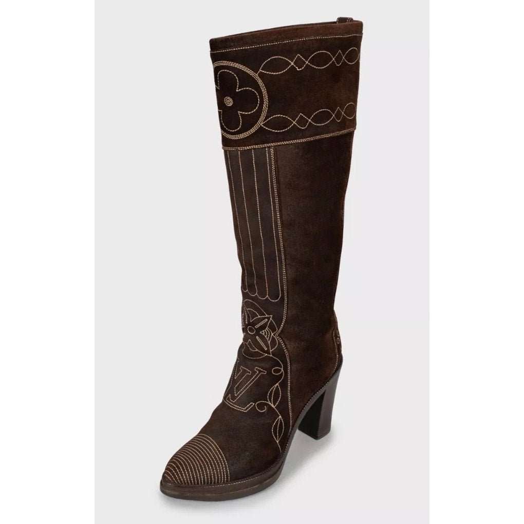 Louis Vuitton Louis Vuitton Suede Boots with Contrast Stitching – Size 38 pre-owned Brown Suede Good condition - Inside View