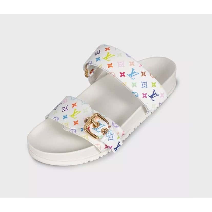 Louis Vuitton Louis Vuitton x Murakami Leather Slides - White, Size 38 Pre-owned White Leather Good condition - Inside View