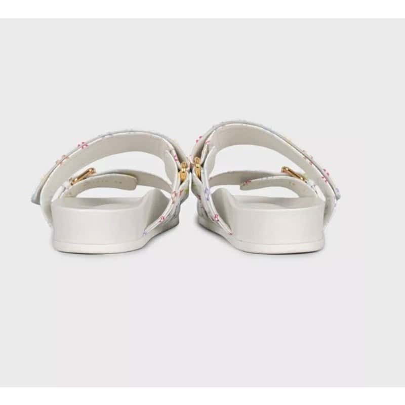 Louis Vuitton Louis Vuitton x Murakami Leather Slides - White, Size 38 Pre-owned White Leather Good condition - Model View