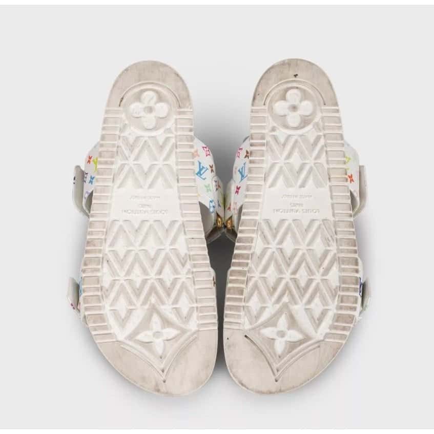 Louis Vuitton Louis Vuitton x Murakami Leather Slides - White, Size 38 Pre-owned White Leather Good condition - Box View