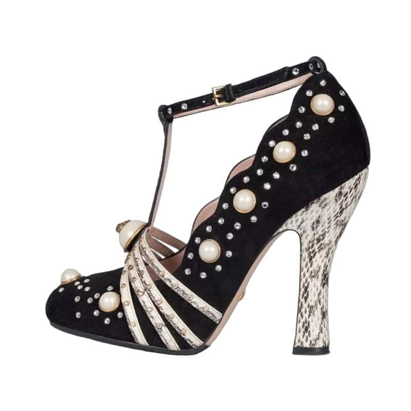 Gucci Gucci Ofelia Black Suede Heels - Size 38.5 pre-owned Black Suede Good condition - Front View