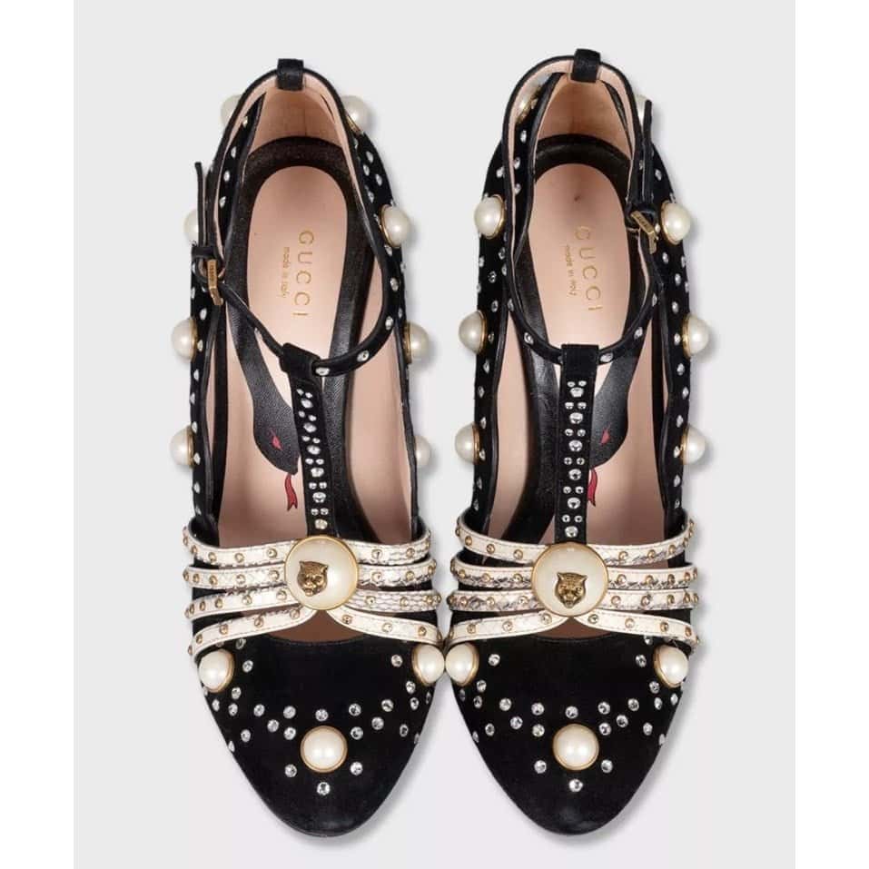 Gucci Gucci Ofelia Black Suede Heels - Size 38.5 pre-owned Black Suede Good condition - Back View
