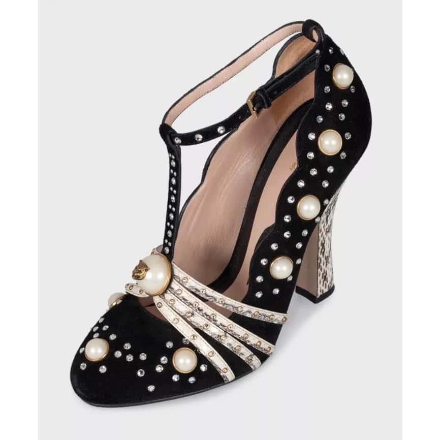 Gucci Gucci Ofelia Black Suede Heels - Size 38.5 pre-owned Black Suede Good condition - Inside View