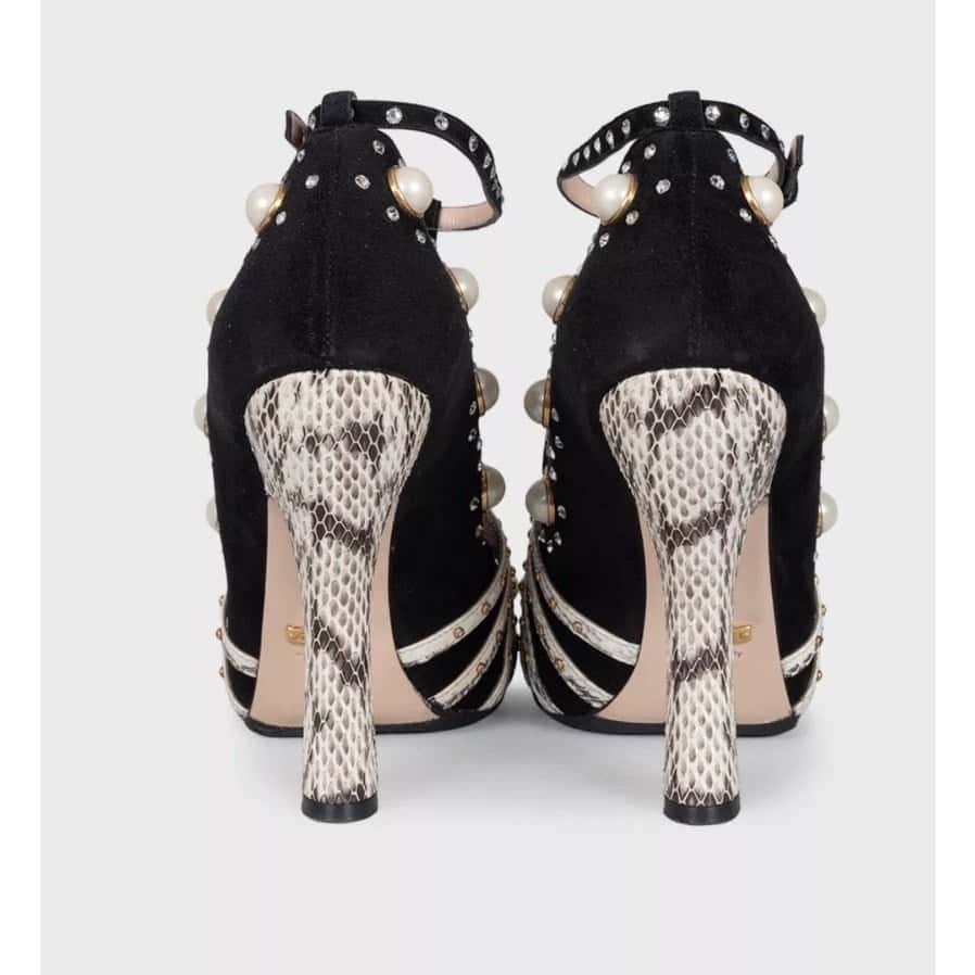 Gucci Gucci Ofelia Black Suede Heels - Size 38.5 pre-owned Black Suede Good condition - Model View