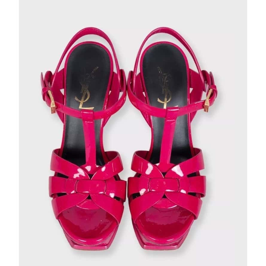 Saint Laurent Saint Laurent Tribute Pink Patent Leather Sandals – Size 35 Pre-owned Pink Leather Good condition - Back View