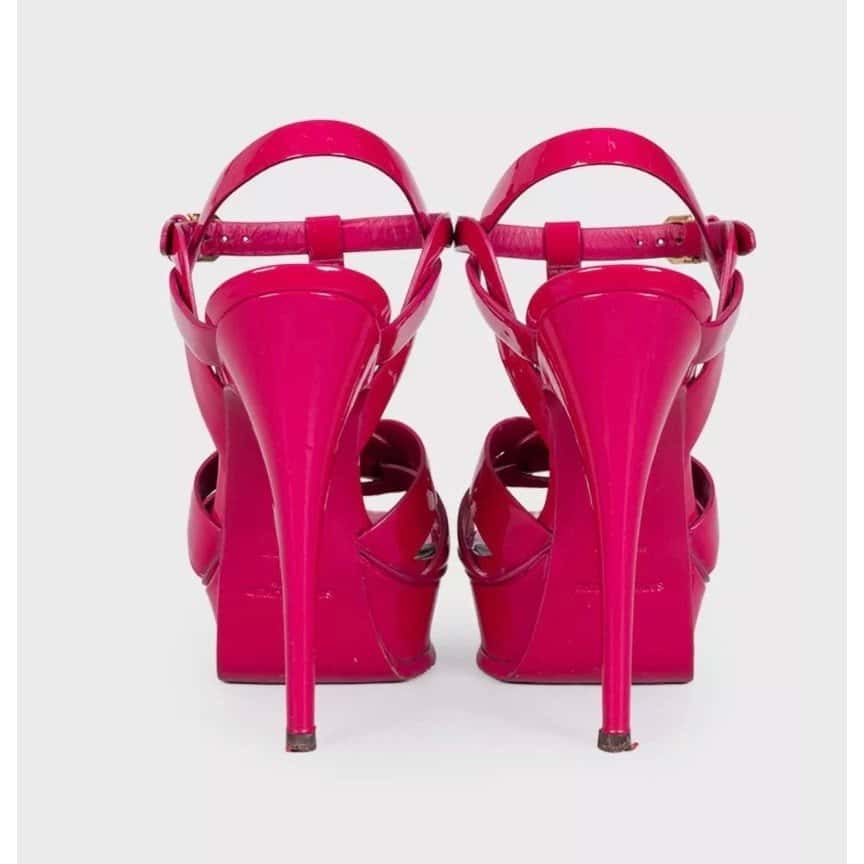 Saint Laurent Saint Laurent Tribute Pink Patent Leather Sandals – Size 35 Pre-owned Pink Leather Good condition - Model View