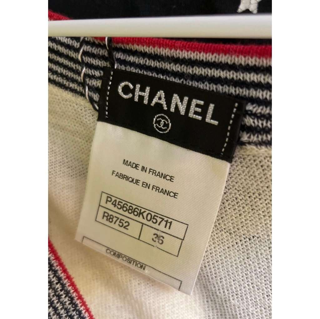 Chanel Chanel Beige Striped Print Dress - Size FR36/S pre-owned Beige Wool Good condition - Box View