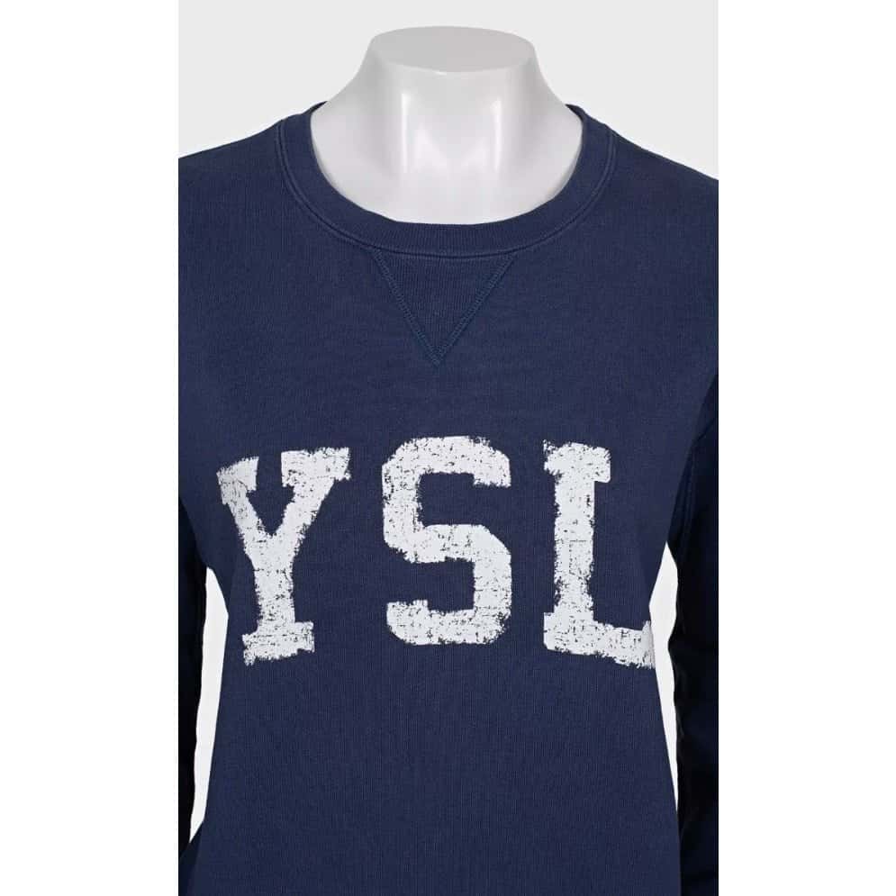 Saint Laurent Saint Laurent Blue Logo Cotton Sweatshirt - M pre-owned Blue Cotton Good condition - Model View