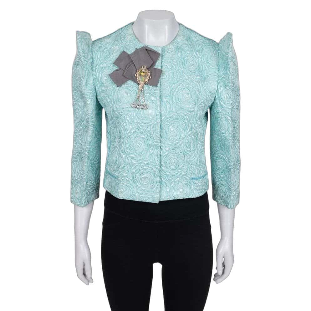 Dolce & Gabbana Dolce & Gabbana Shimmering  Chic Accented Shoulders Jacket Sz.44 Pre-owned Blue Wool Good condition - Front View