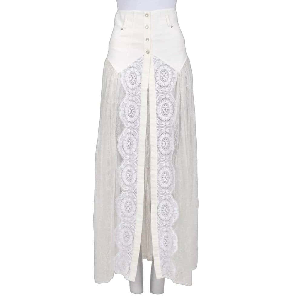 Alessandra Rich Alessandra Rich White Lace Elegant Sheer Hem Skirt Sz.XS pre-owned White Lace Good condition - Front View