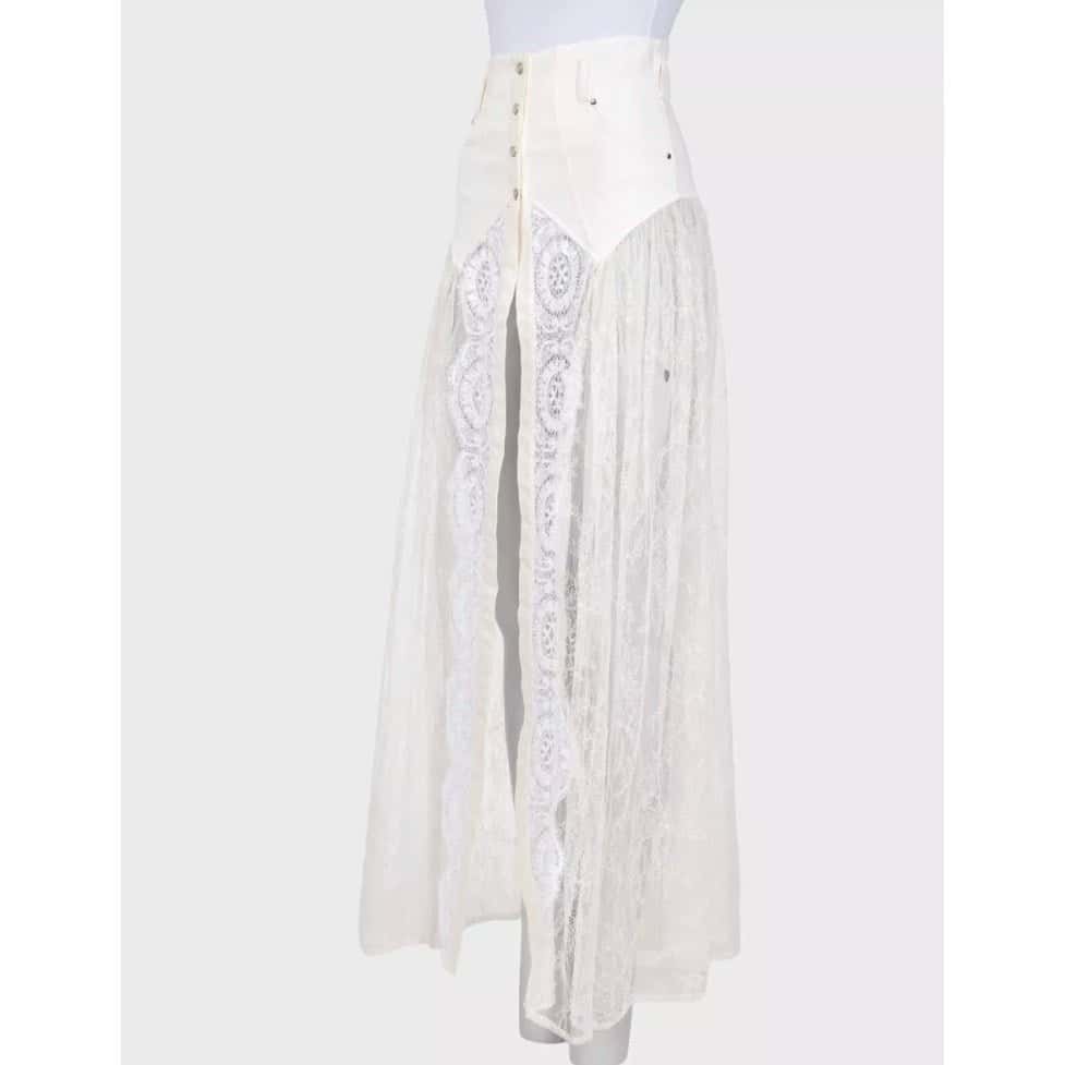 Alessandra Rich Alessandra Rich White Lace Elegant Sheer Hem Skirt Sz.XS pre-owned White Lace Good condition - Back View