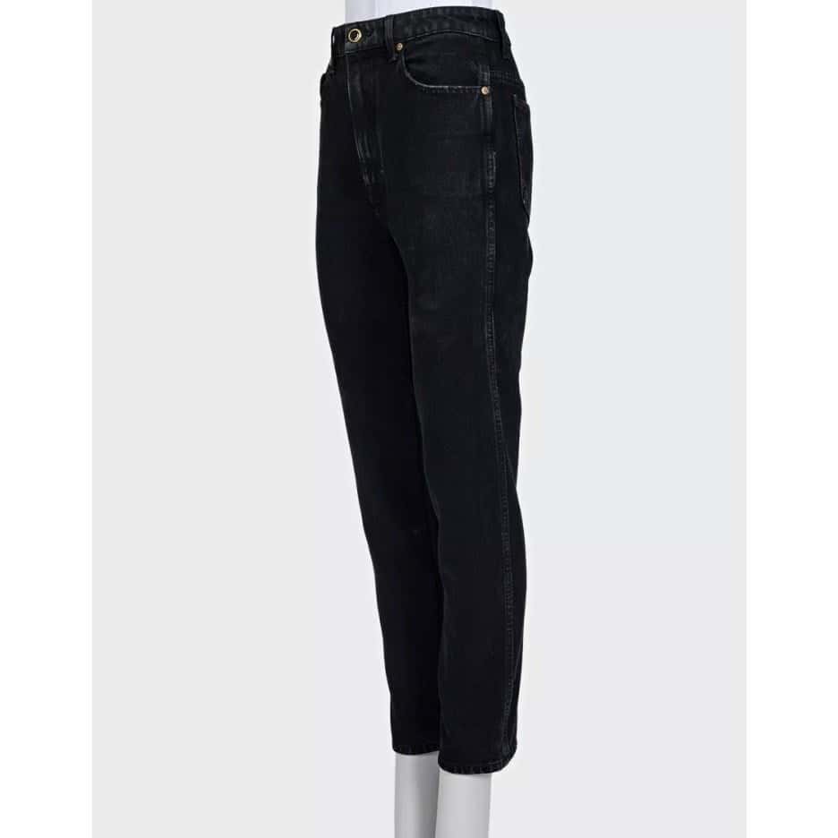 Khaite Khaite Black Straight-Leg Jeans with Gold Button Detail Sz.W25 | XS pre-owned Black Cotton Good condition - Back View