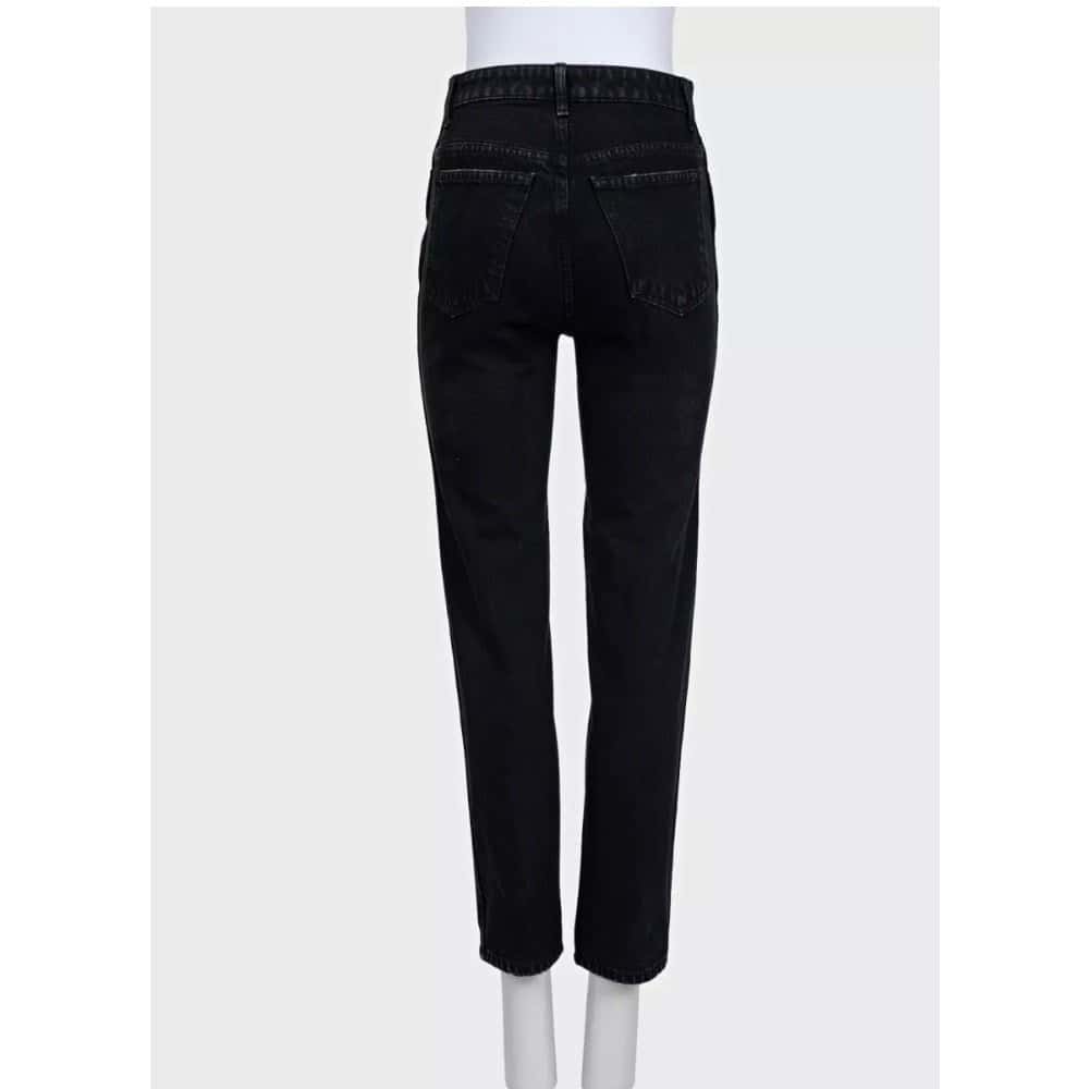 Khaite Khaite Black Straight-Leg Jeans with Gold Button Detail Sz.W25 | XS pre-owned Black Cotton Good condition - Inside View