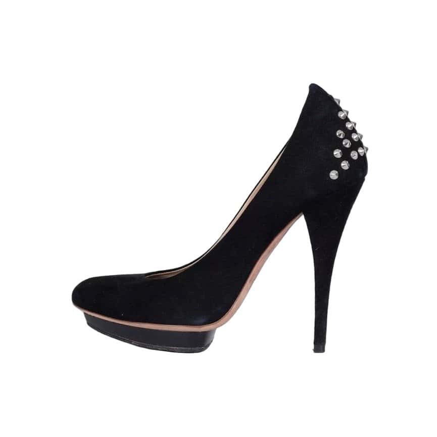 Alexander McQueen Alexander McQueen Black Suede Chic Rear Detail Pumps Sz.39 pre-owned Black Suede Good condition - Front View