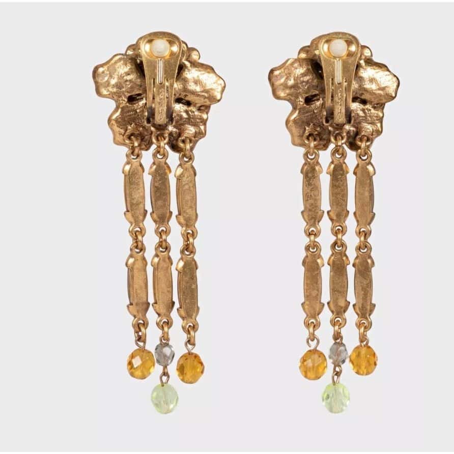Oscar de la Renta Oscar de la Renta Gold Tone Flower Clip-On Earrings Pre-owned Gold Good condition - Back View