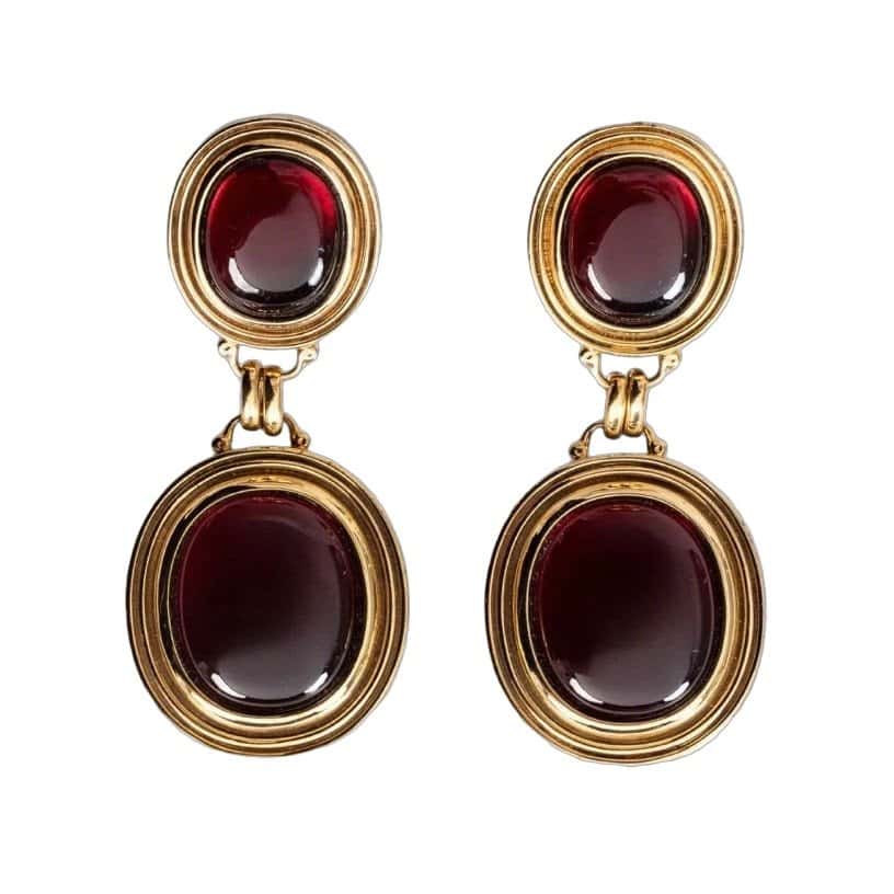 Saint Laurent Saint Laurent Elegant Gold Drop Clip-On Statement Earrings pre-owned Gold Good condition - Front View