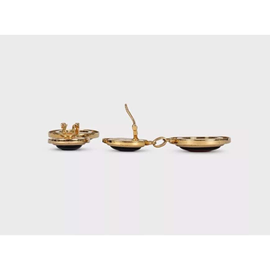 Saint Laurent Saint Laurent Elegant Gold Drop Clip-On Statement Earrings pre-owned Gold Good condition - Inside View