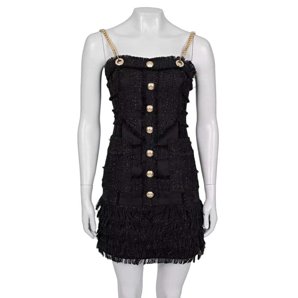 Balmain Balmain Black Gold Straps Dress  Sz.S Pre-owned Black Good condition - Front View