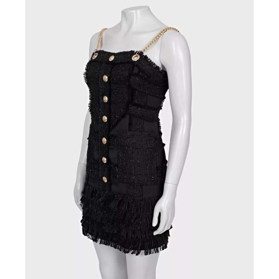 Balmain Balmain Black Gold Straps Dress  Sz.S Pre-owned Black Good condition - Back View
