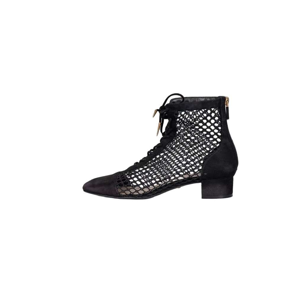 Christian Dior Christian Dior Black Suede Mesh Lace-Up Heels - EU 39 pre-owned Black Suede Good condition - Front View