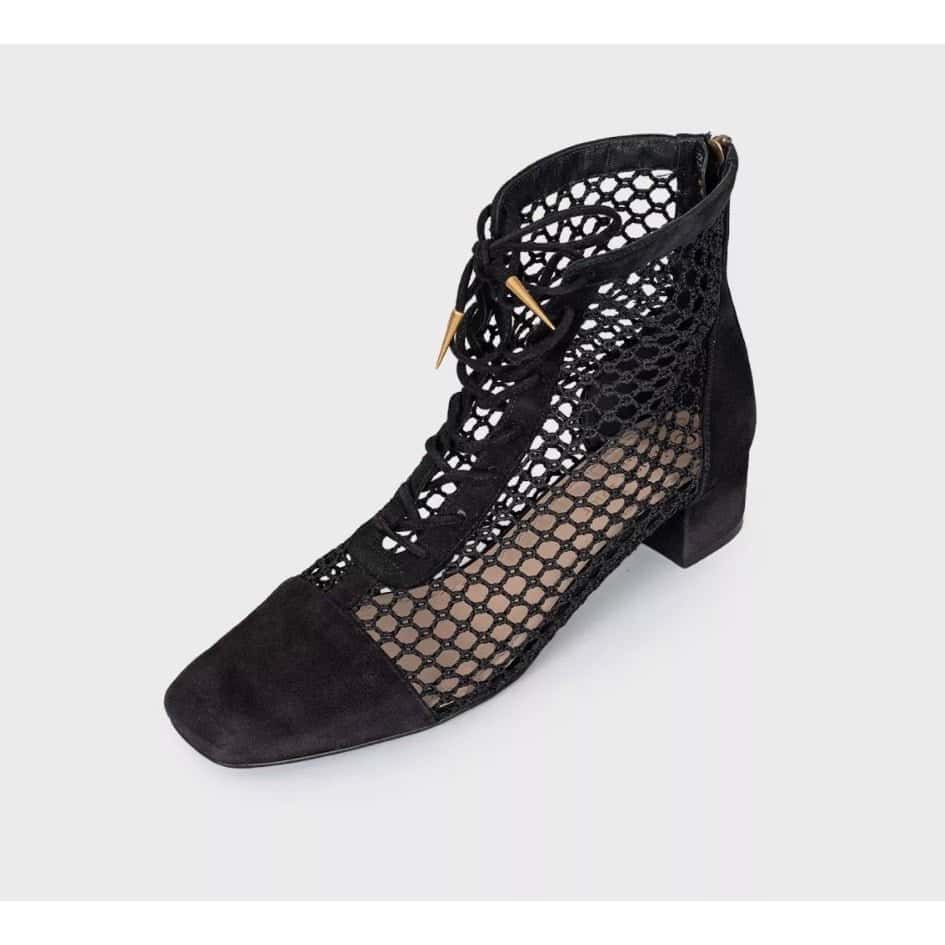 Christian Dior Christian Dior Black Suede Mesh Lace-Up Heels - EU 39 pre-owned Black Suede Good condition - Inside View