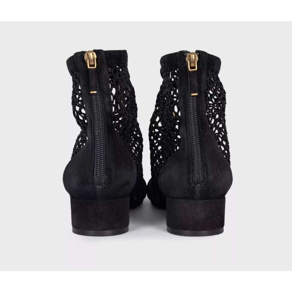 Christian Dior Christian Dior Black Suede Mesh Lace-Up Heels - EU 39 pre-owned Black Suede Good condition - Model View
