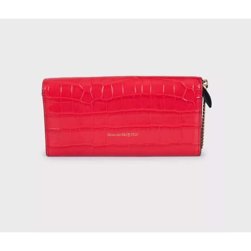 Alexander McQueen Alexander McQueen Red Embossed Leather Chain Clutch Pre-owned Red Leather Good condition - Inside View