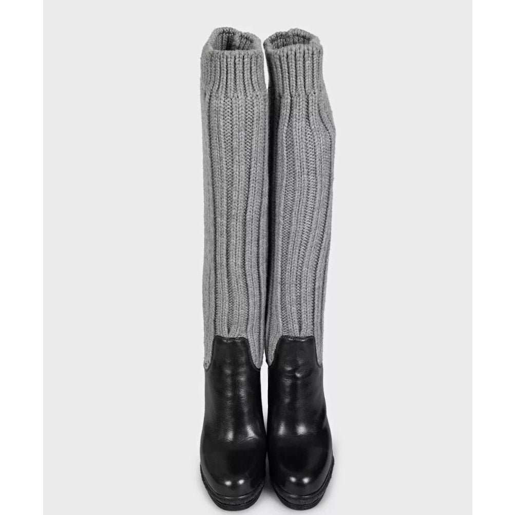 Dolce & Gabbana Dolce & Gabbana Black Leather Knitted Boots sz.37 pre-owned Black Leather Good condition - Back View