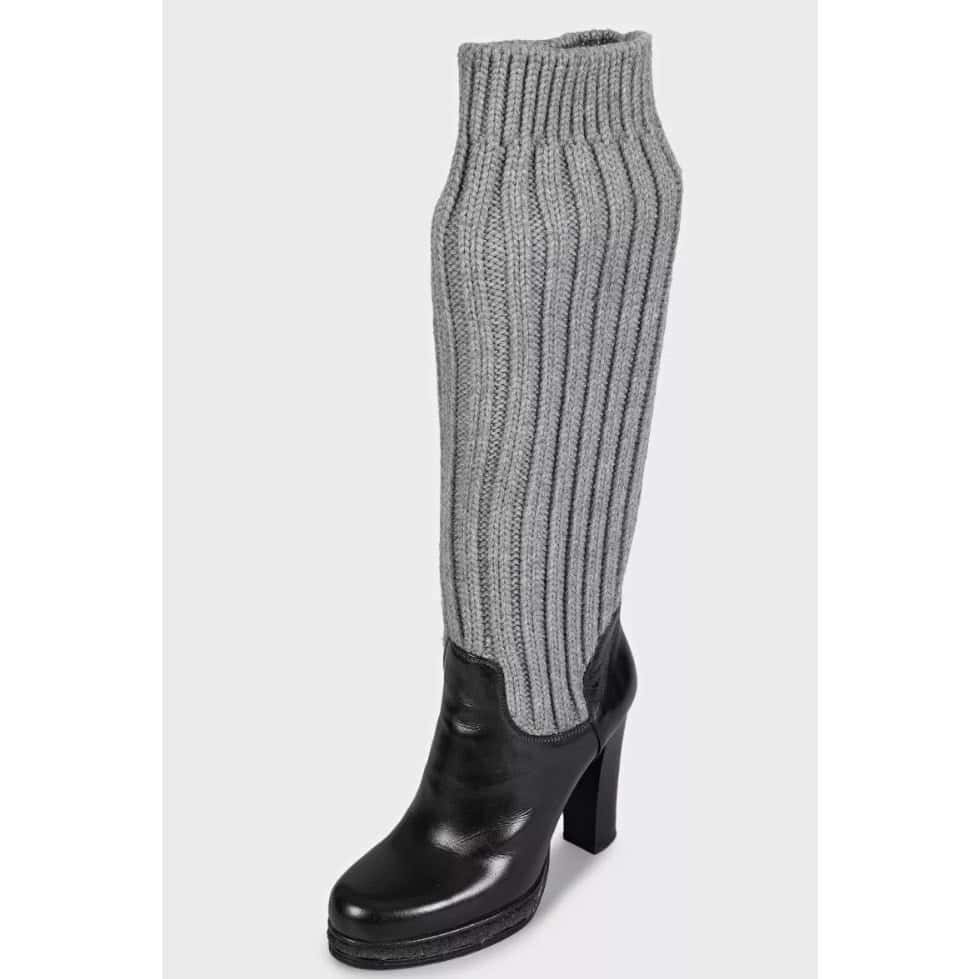 Dolce & Gabbana Dolce & Gabbana Black Leather Knitted Boots sz.37 pre-owned Black Leather Good condition - Inside View