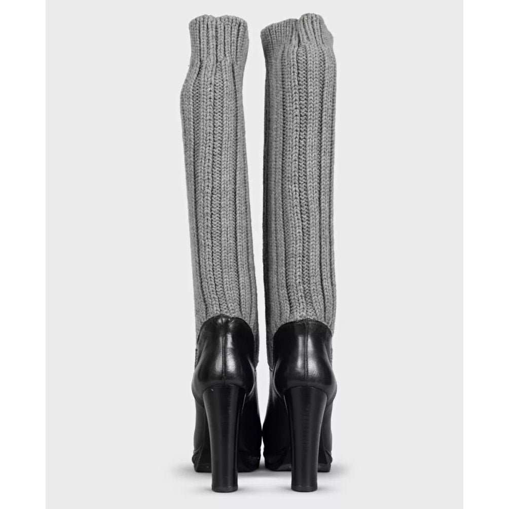 Dolce & Gabbana Dolce & Gabbana Black Leather Knitted Boots sz.37 pre-owned Black Leather Good condition - Model View