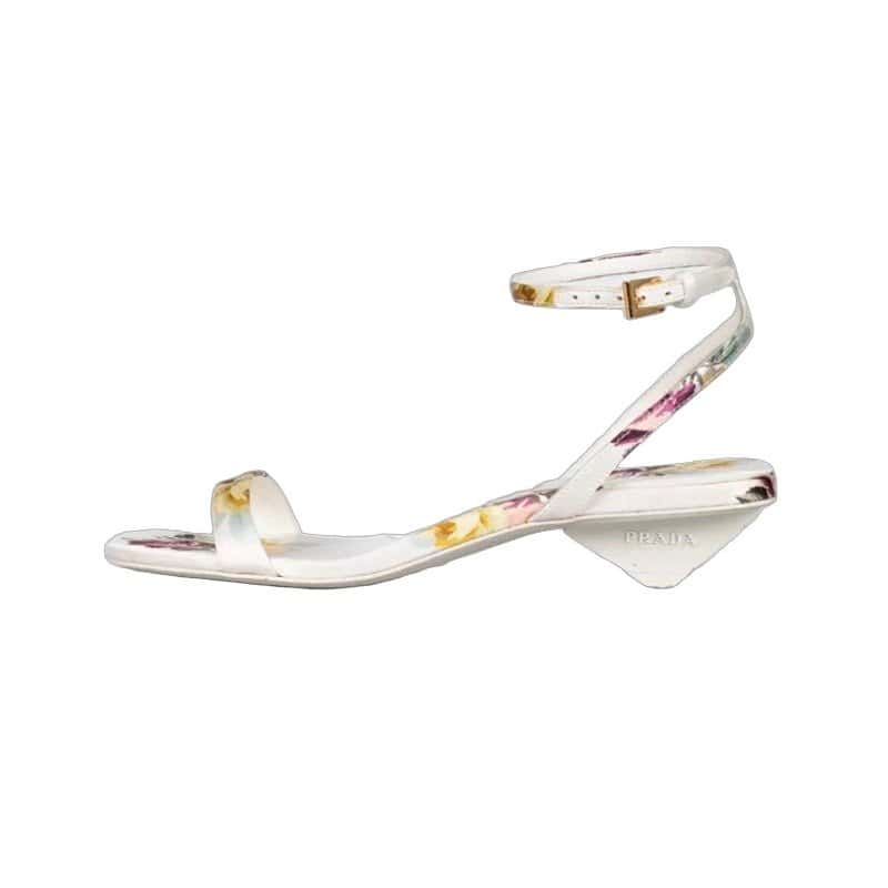 Prada Prada White Floral Print Textile Sandals sz.36 pre-owned White Good condition - Front View
