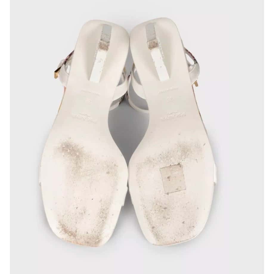 Prada Prada White Floral Print Textile Sandals sz.36 pre-owned White Good condition - Box View
