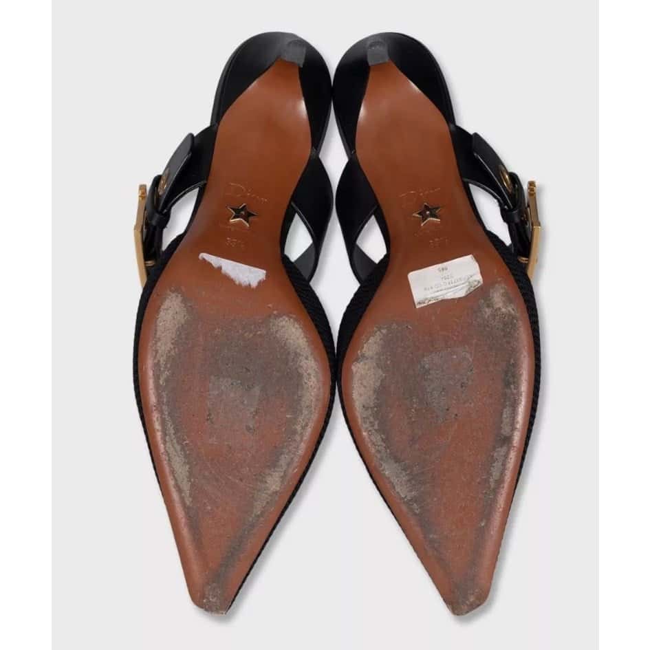 Christian Dior Christian Dior Black Pointed-Toe Mules - Size 39.5 Pre-owned Black Leather Good condition - Box View