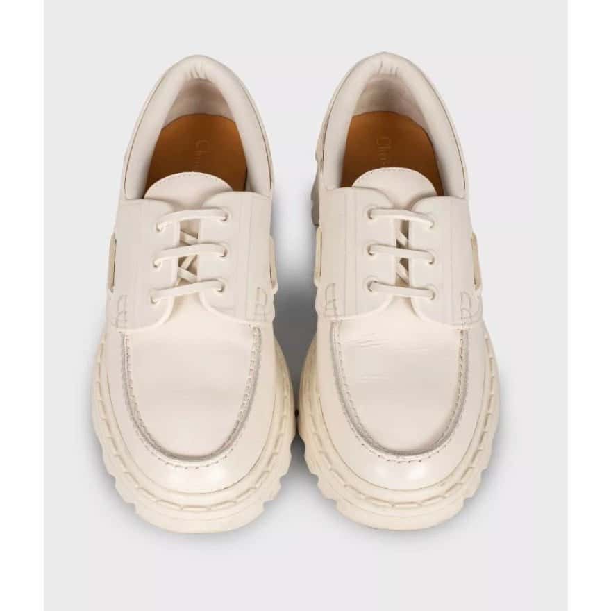 Christian Dior Christian Dior White Leather Lace-Up Shoes sz.39 pre-owned White Leather Good condition - Back View