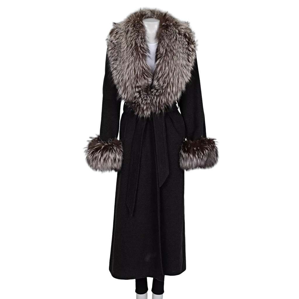 ZILLI Zilli Grey Coat with Detachable faux Fur Trim - Size L Pre-owned Grey Good condition - Front View