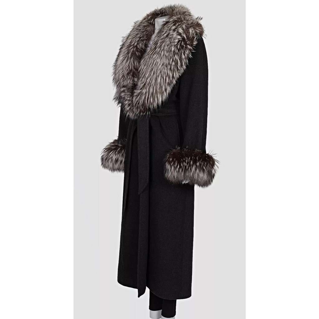 ZILLI Zilli Grey Coat with Detachable faux Fur Trim - Size L Pre-owned Grey Good condition - Back View