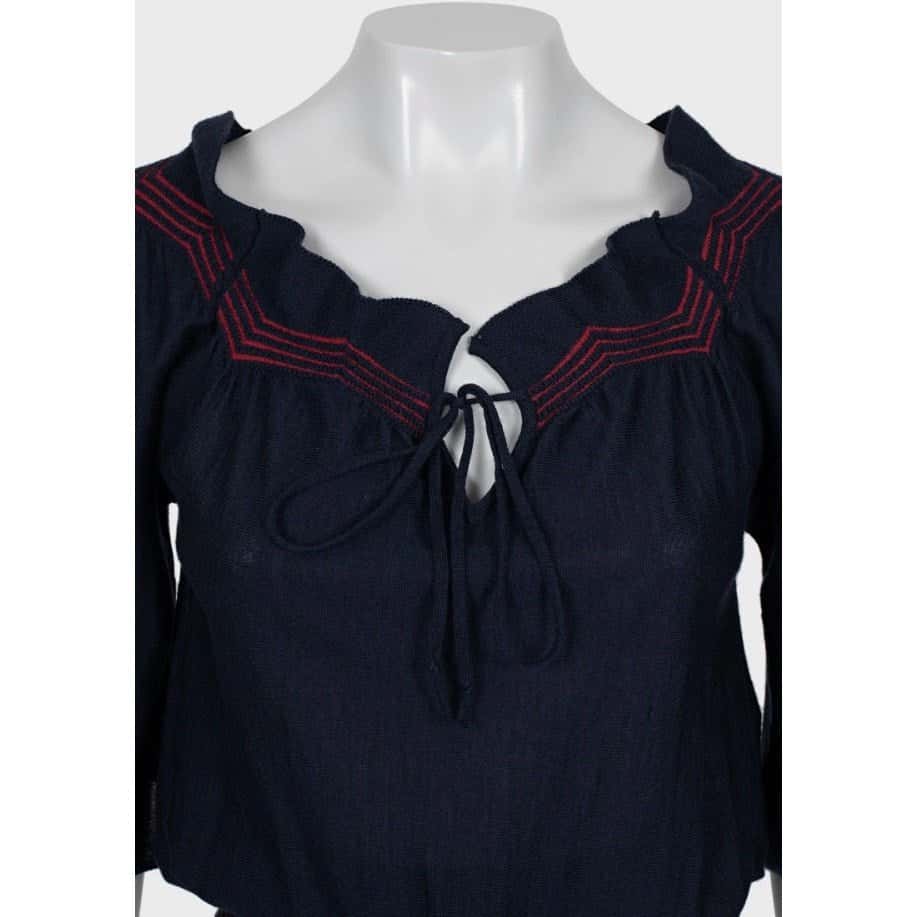 Christian Dior Christian Dior Blue Striped Cashmere-Silk Blouse - IT40/S pre-owned Blue Wool Good condition - Model View