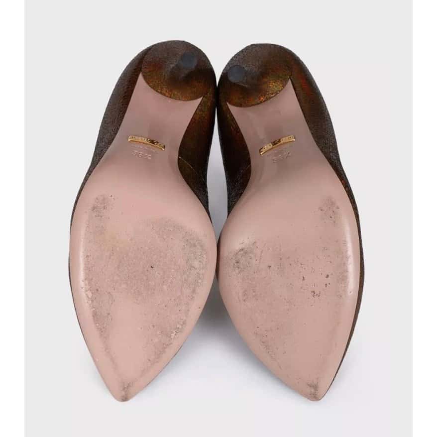 Gucci Gucci Brown Leather T-Strap Stiletto Heels Sz.36.5 pre-owned Brown Leather Good condition - Box View