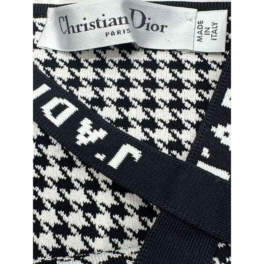 Christian Dior Elegant Christian Dior Houndstooth Bodysuit - Size M Pre-owned Black Good condition - Inside View